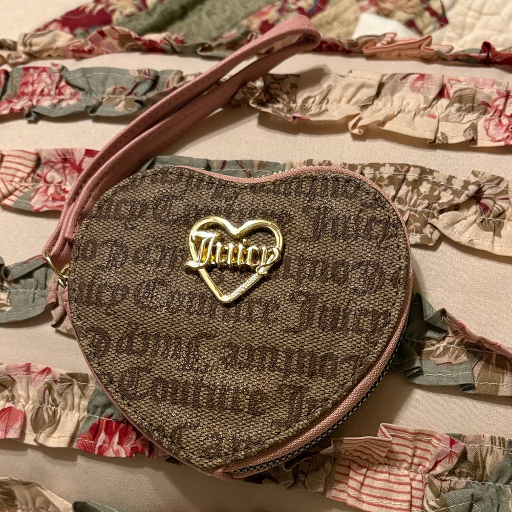 Juicy Couture Heart-Shaped Brown Wristlet